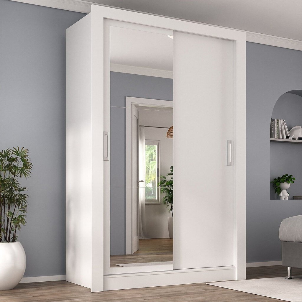 Guarda Roupa Solteiro 2 Portas - com Espelho Liz Yescasa Branco Branco