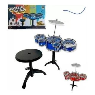 Mini Bateria Infantil com Banquinho Criança