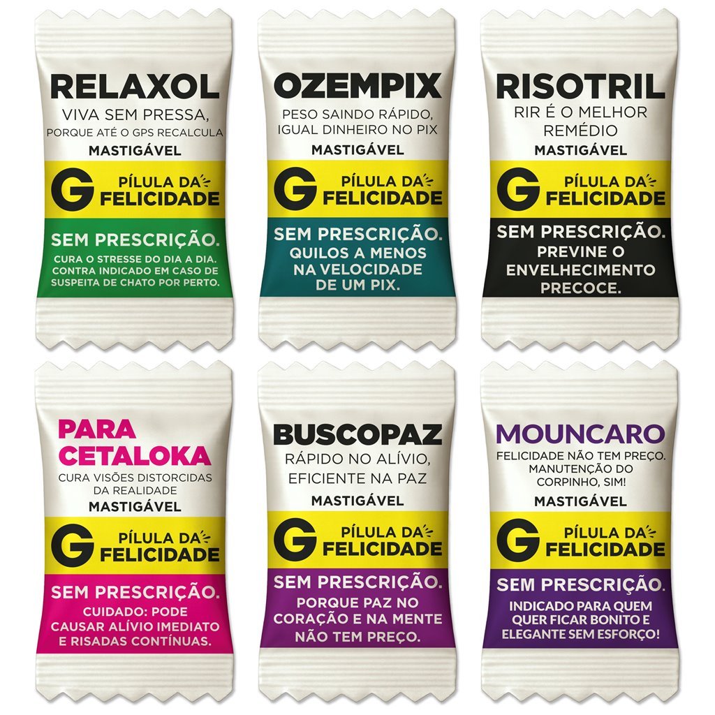 Balas Pílula Felicidade Divertida Festa Formatura Genérico Humor (Mastigável Já Personalizadas)