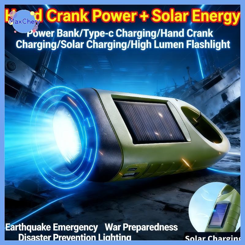 MCHY > Lanterna Solar Portátil 3 LED Manivela Dínamo Tocha De Emergência Recarregável Para Caminhadas Ao Ar Livre E Acam