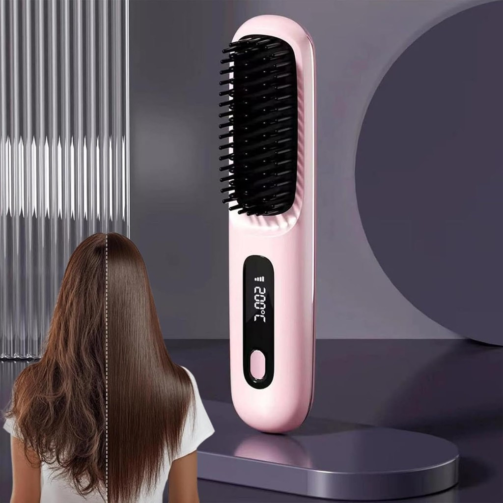 Noya Go Brush Pro, Novo Pente Alisador Portátil Noya 2025 - Gobrush Pro, Alisador Portátil para Viagem (Rosa)