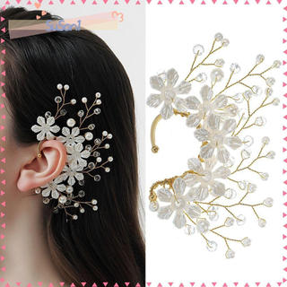 LUCKY-SUSAN1 Brincos De Noiva , Braçadeira De Orelha De Strass Estilo Retrô Osso Floral Brilhante , Mulheres E Meninas