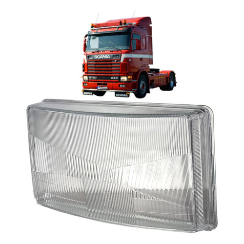 Lente Farol Principal Scania Série 4 5 6 P G R T 1996 a 2018 Lado Esquerdo Vidro Temperado 1349781 1446581