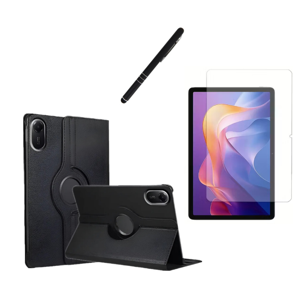 Kit Completo para Tablet Redmi Pad 2 de 11 polegadas Capa Giratória Película De Vidro Caneta Touch