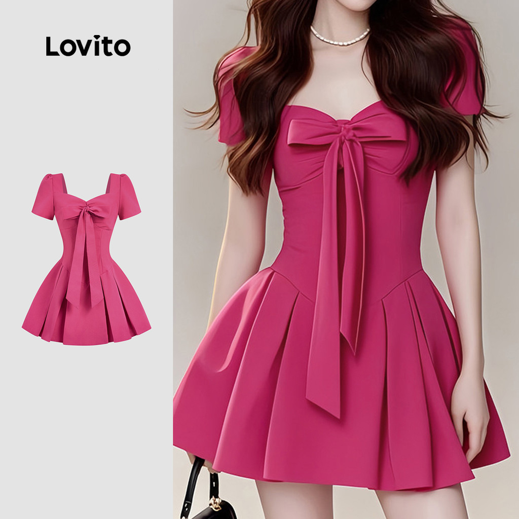 Lovito Vestido Casual com Laço Na Frente e Linha Estruturada para Primavera/verã