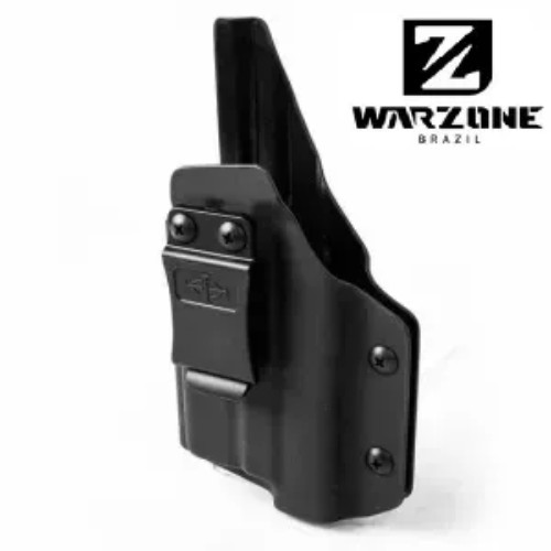 Coldre 30-30 Canhoto Pistola Glock G19/19X/45/44/25 Porte Velado Lanterna Olight Baldr Mini Kydex Preto