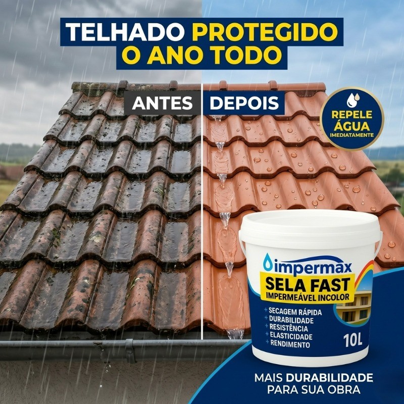 Sela Fast ImperMax 10L – IMPERMEBILIZANTE INVISIVEL Líquido Incolor | Alta Performance e Máximo Rendimento
