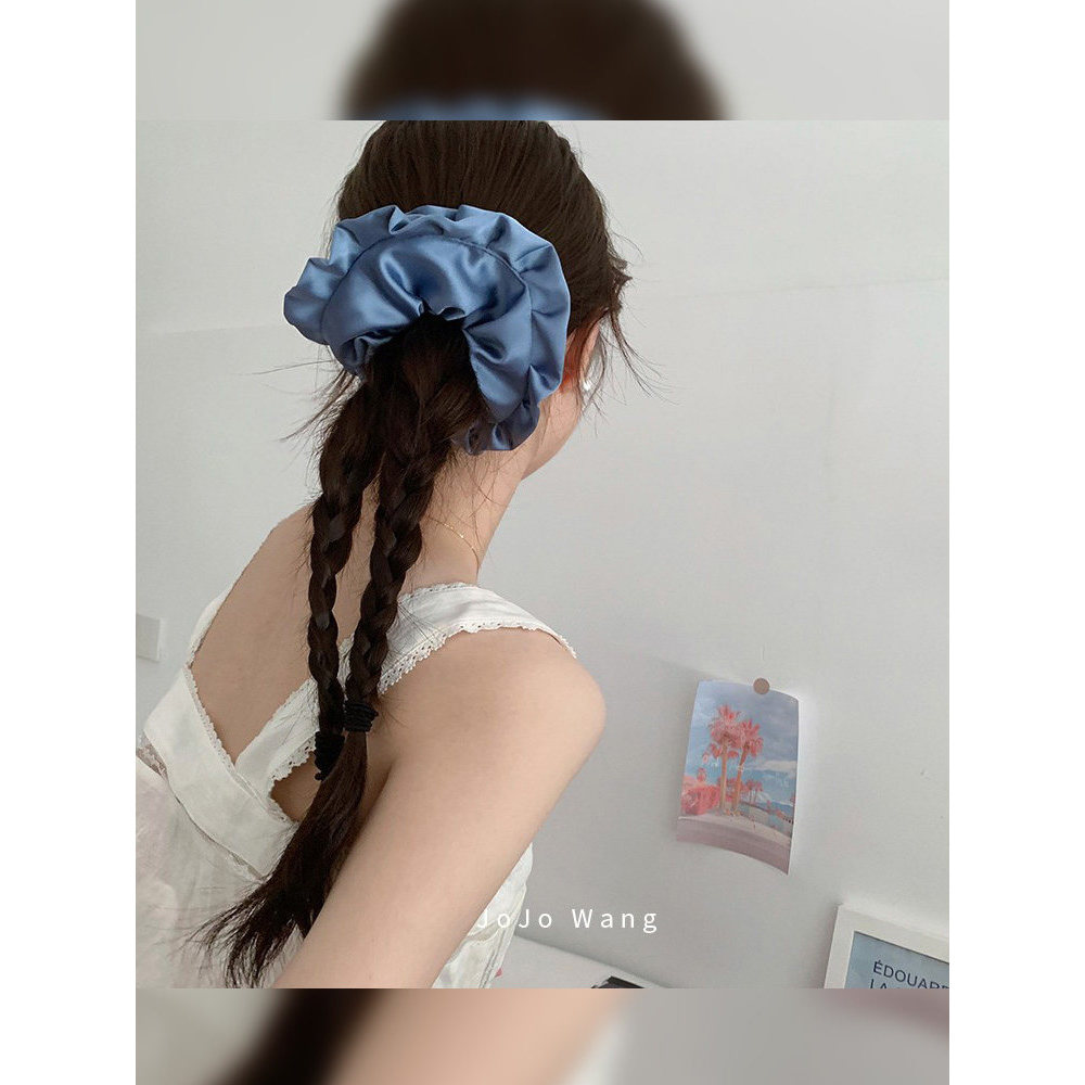 Banquete borda ~ cetim Scrunchy anel de cabelo cocar alta elástica laço de cabelo acessórios para o cabelo cabeça trasei