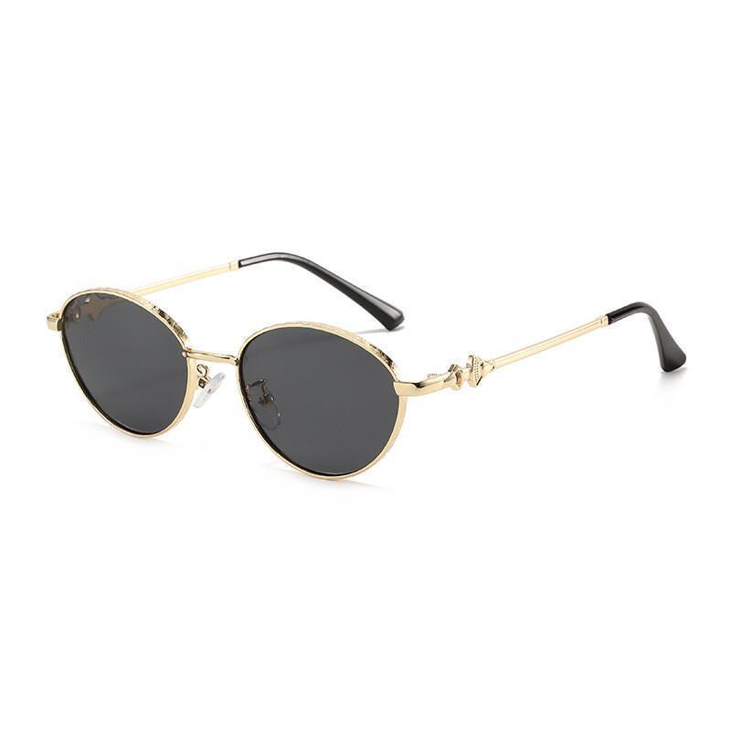 Retro Redondo Polarizado Óculos De Sol Feminino Vintage Armação De Metal Antiderrapante Templos Moda Masculina