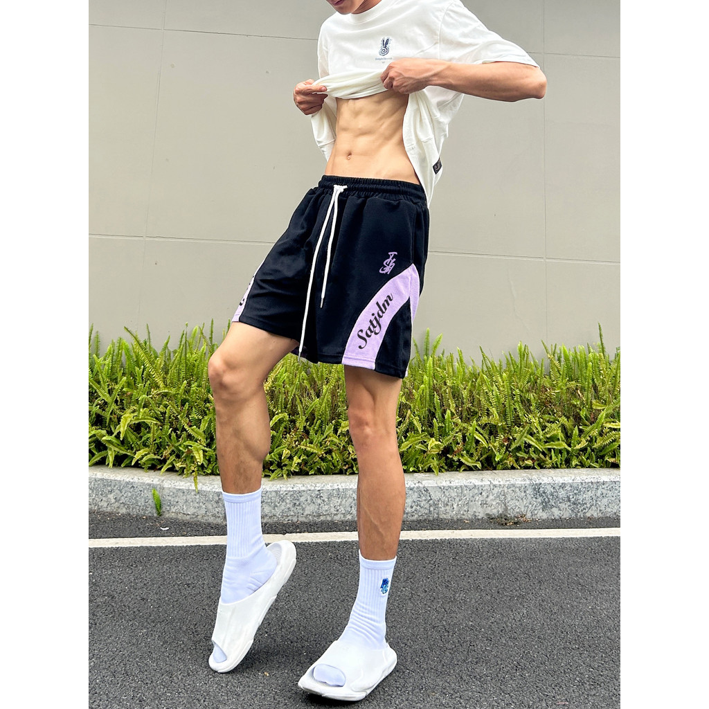 Satjdm calças cortadas americanas Waffle Shorts cortados de secagem rápida Fitness correndo ciclismo esportes lazer naci