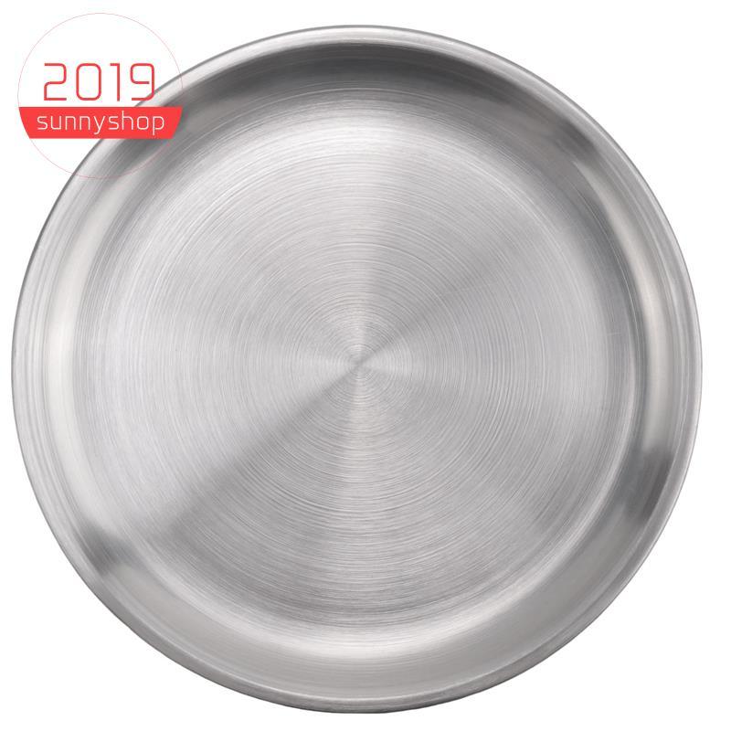 [Bestseller S] Prato Para Cuspir Osso De Aço Inoxidável Bandeja Rasa Prateada Disco De Jantar De Metal Placa Redonda 14 