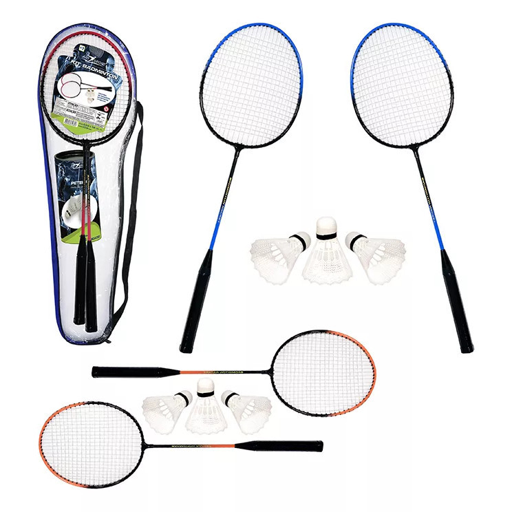 Kit Badminton 2 Raquetes 3 Petecas com Bolsa Jogo Lazer Família Adulto Criança