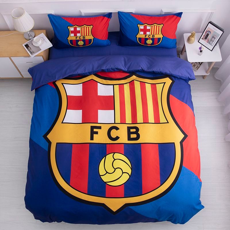 Conjunto de três peças de futebol da Liga dos campeões Liga Basa cavalo real cama de solteiro colcha lençol Barcelona Me