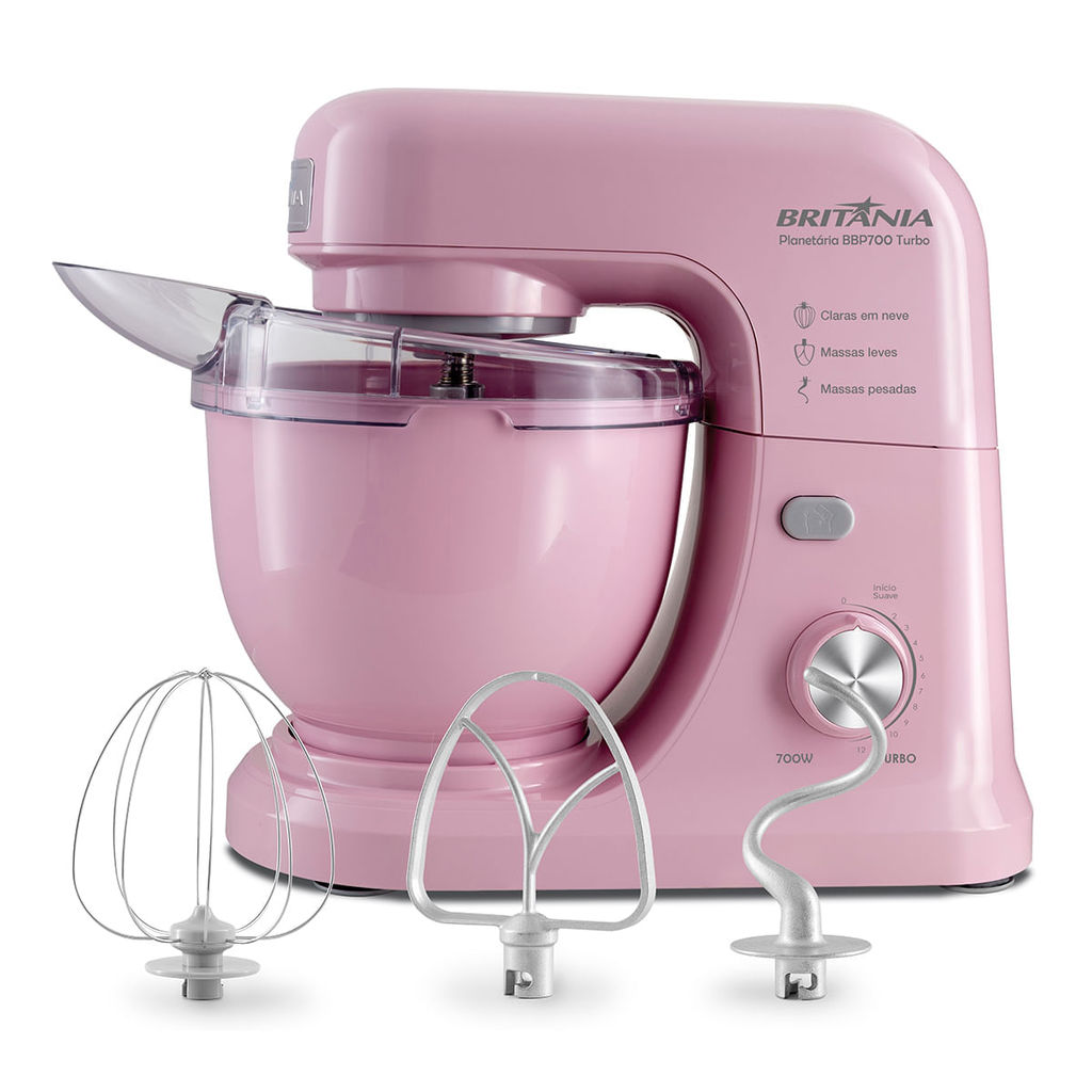 Imagem Batedeira Planetária Rosa Britânia 700W Turbo 4L BBP700RS