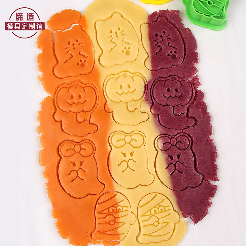 Halloween fantasma dos desenhos animados molde de biscoito gato abóbora aranha biscoito Fondant tridimensional Push tipo