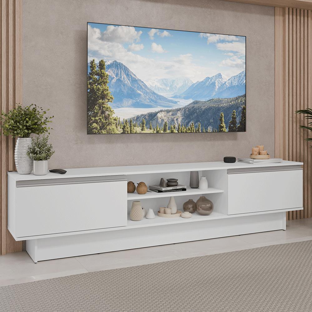 Rack para TV até 80 Polegadas 218 cm 2 Portas Branco Glamy Madesa