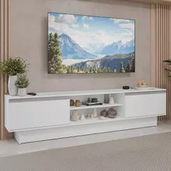 Rack para TV até 80 Polegadas 218 cm 2 Portas Branco Glamy Madesa