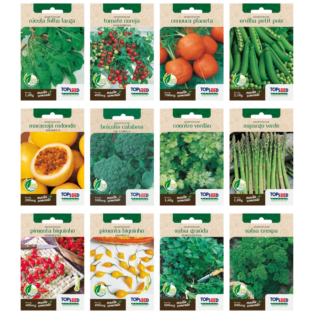 Diversas Variedades de sementes para Horta, Temperos e Flores – TopSeed