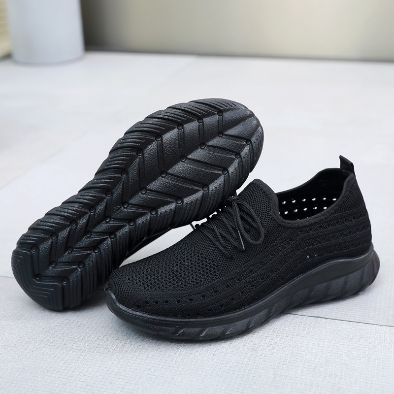Sapatos de trabalho masculinos verão respirável sapatos de malha fina verão sapatos pretos tênis de sola macia sapatos d