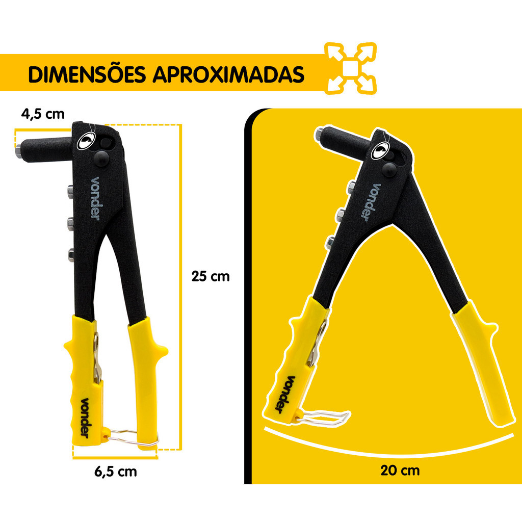 Rebitador Manual Profissional 4 Bicos Rebites 2.4mm 3.2mm 4mm Vonder — imagem 2 de 2
