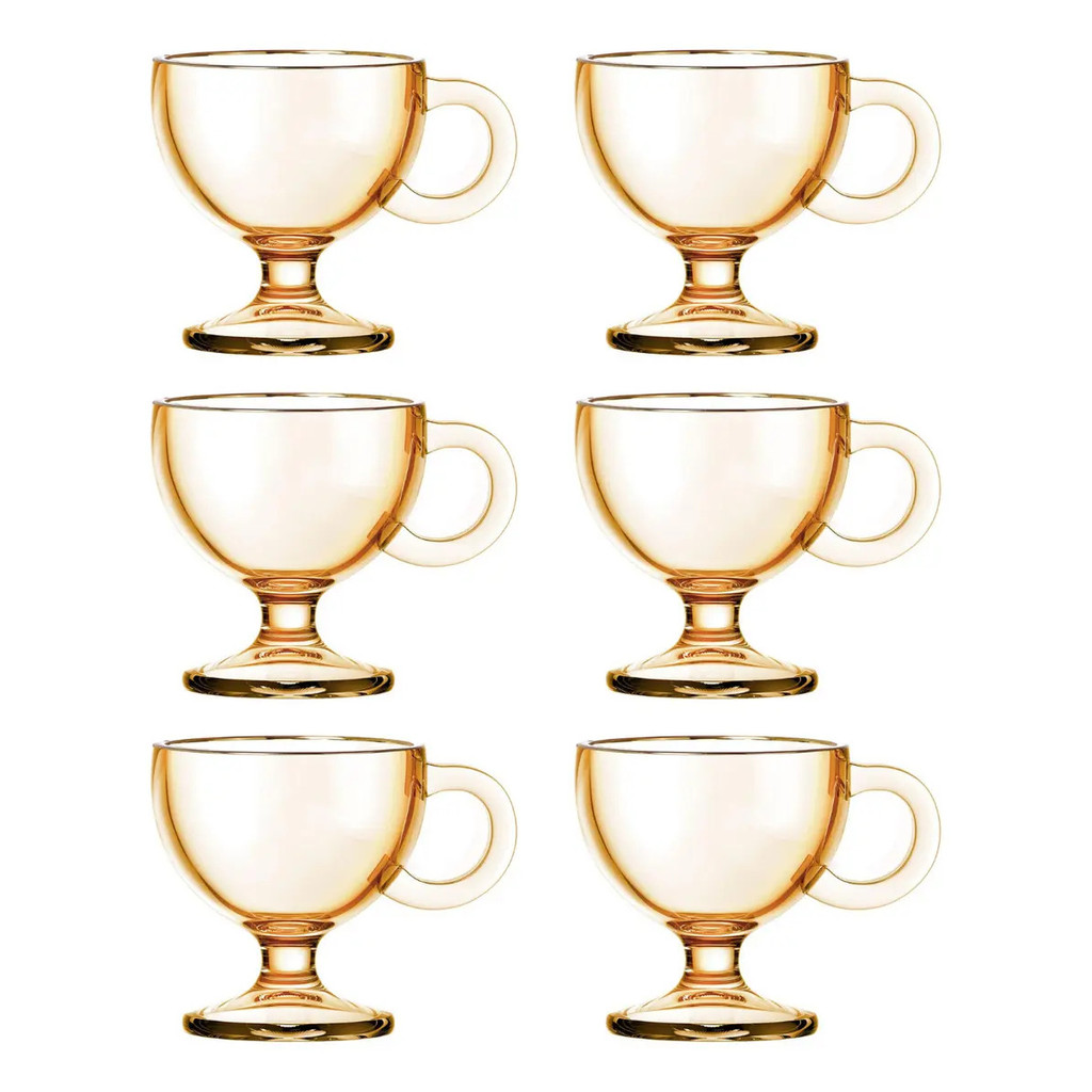 Jogo 6 Canecas Para Chá e Café Muse Com Borda Dourada Multicor 200ml Hauskraft — imagem 2 de 2
