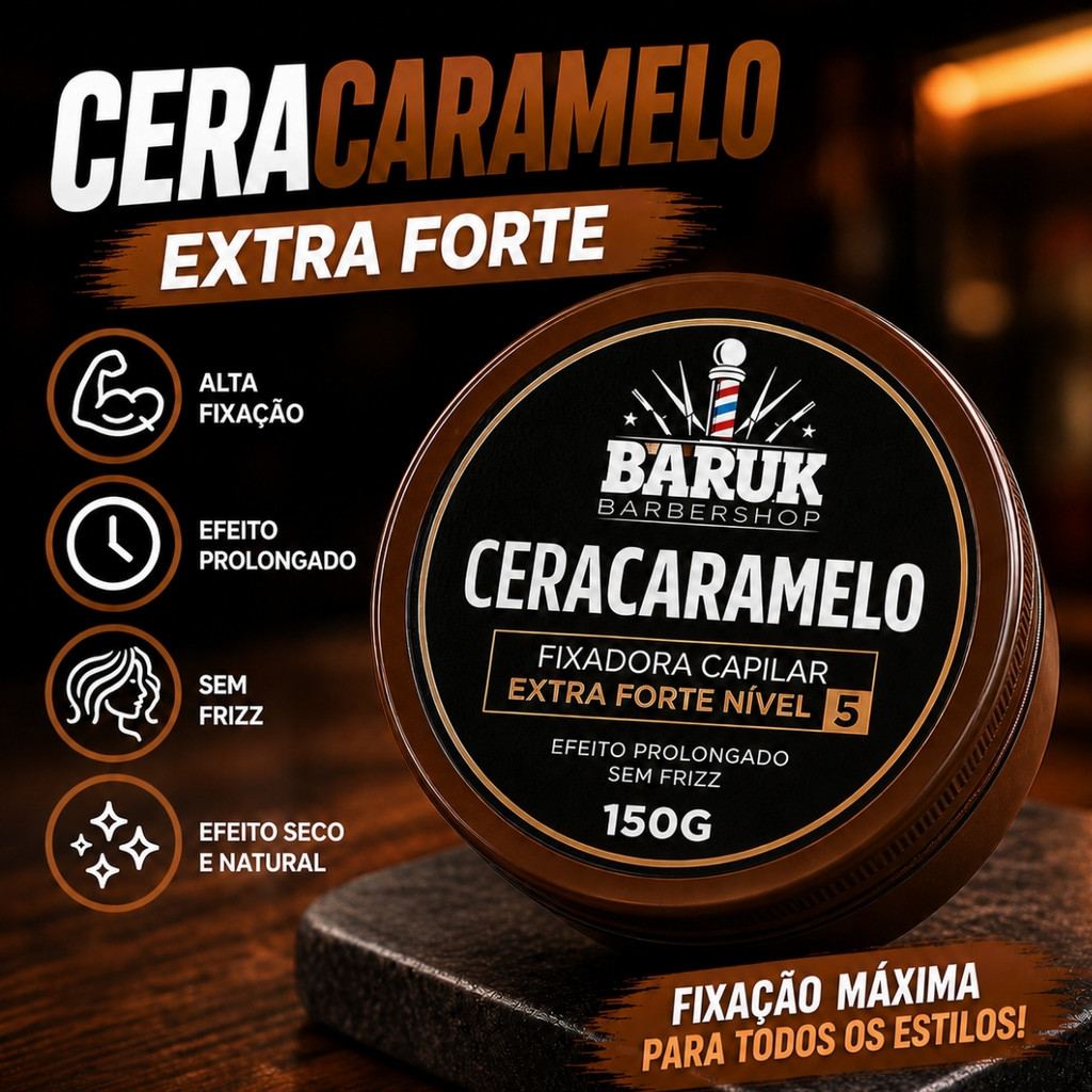 Cera Pomada Modeladora Efeito Caramelo 80g 150g Extra Forte Gel Cabelo Fixadora Sem Frizz Prolongado