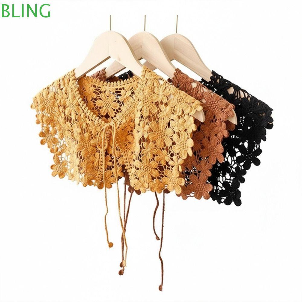 BLING Colar Falso Xale , Renda De Malha Crochê Gola Destacável , Bonito Elegante Oco Mini Capa