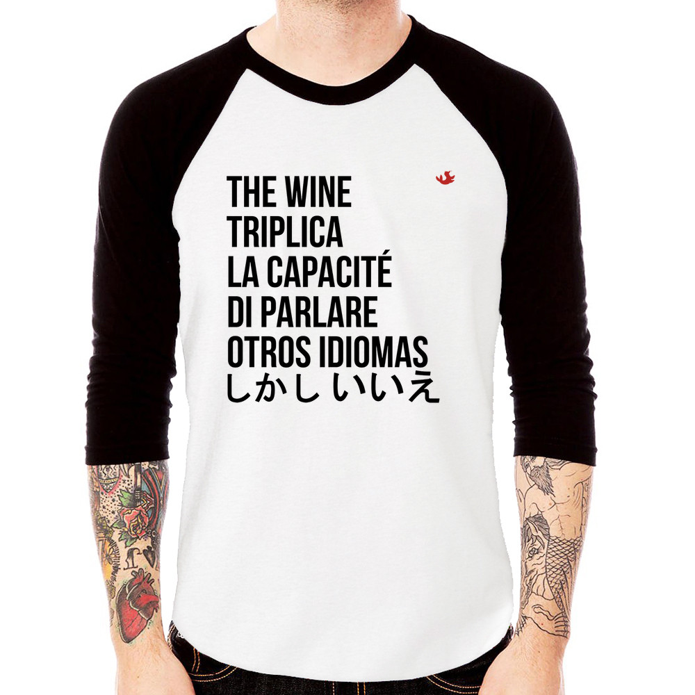 Camiseta Raglan The wine triplica la capacité di parlare otr