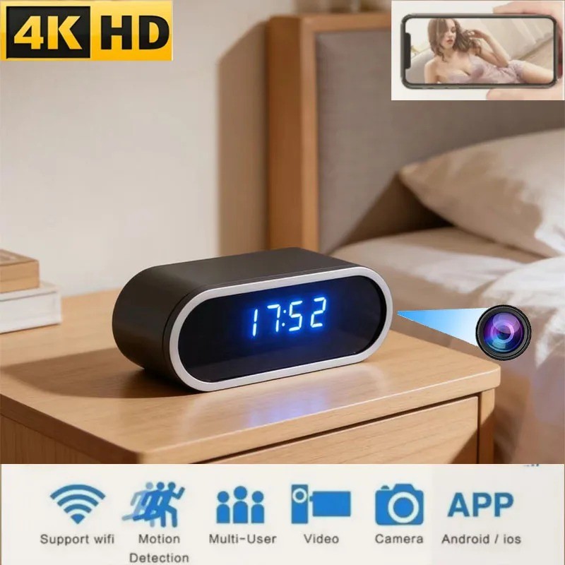 Câmera Espiã Relógio 4K Wifi Visão Noturna Escondida Segurança Monitoramento Babá App Pronta Entrega