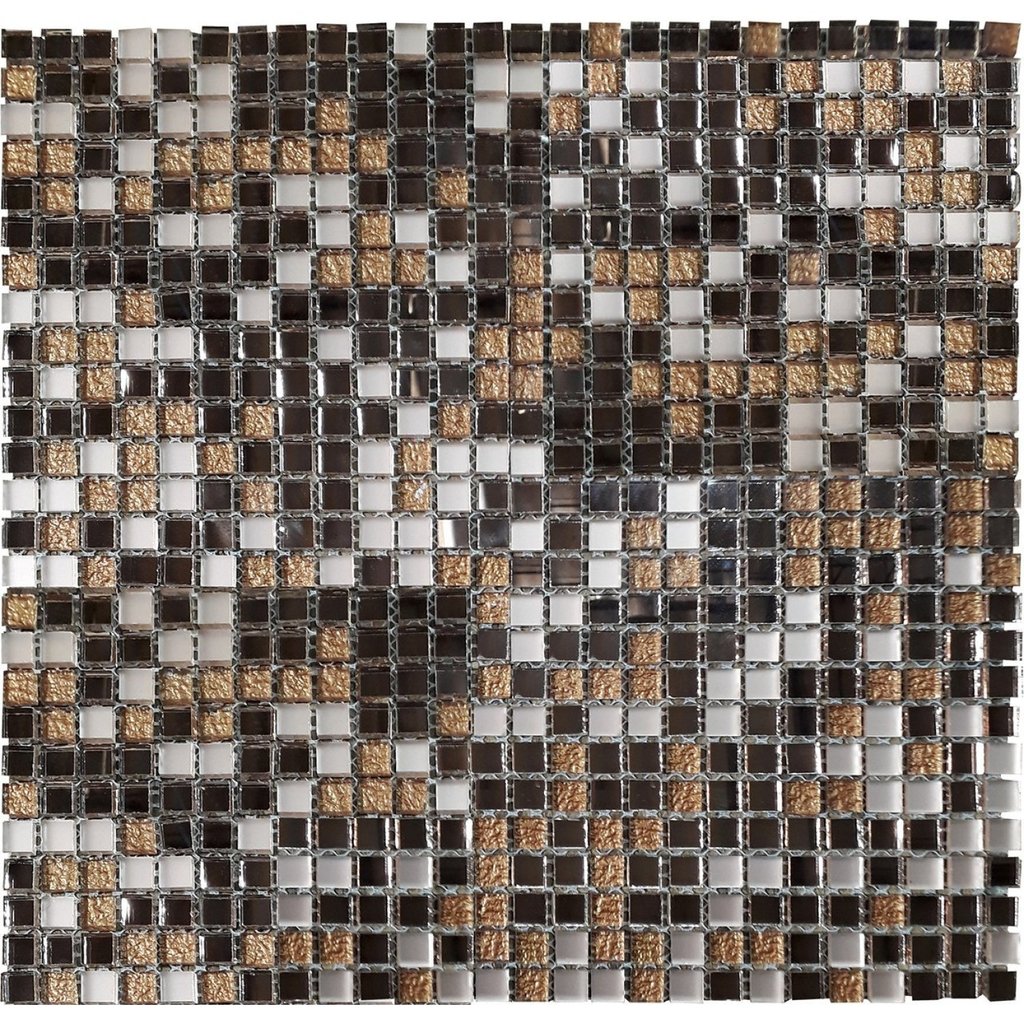 Pastilha de Vidro Espelhada de 30cm X 30cm Rende  Glass Mosaic Bege/Rose Gold