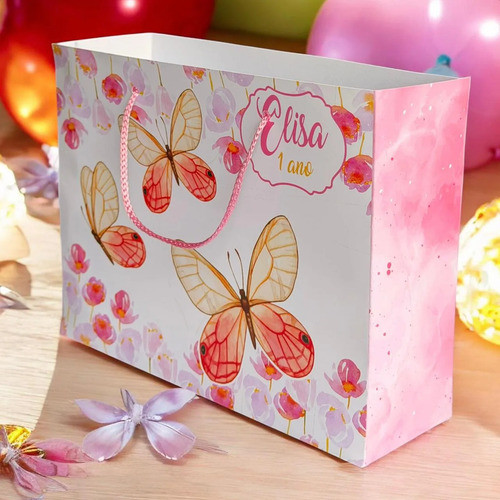 PEGUE E MONTE Sacolinha Personalizada JARDIM DAS BORBOLETAS - Borboleta - lembrancinha - aniversário