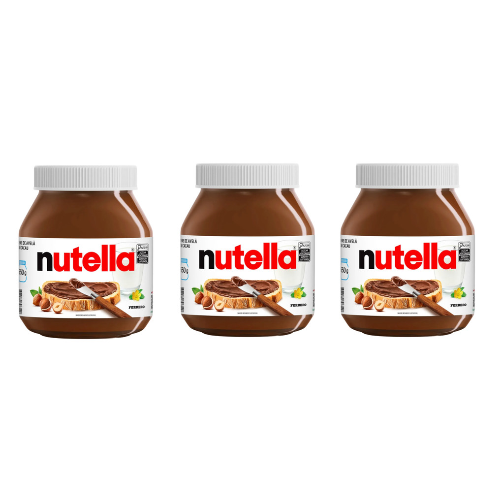 KIT 3 Un Creme de Avelã Nutella Ferrero 650g