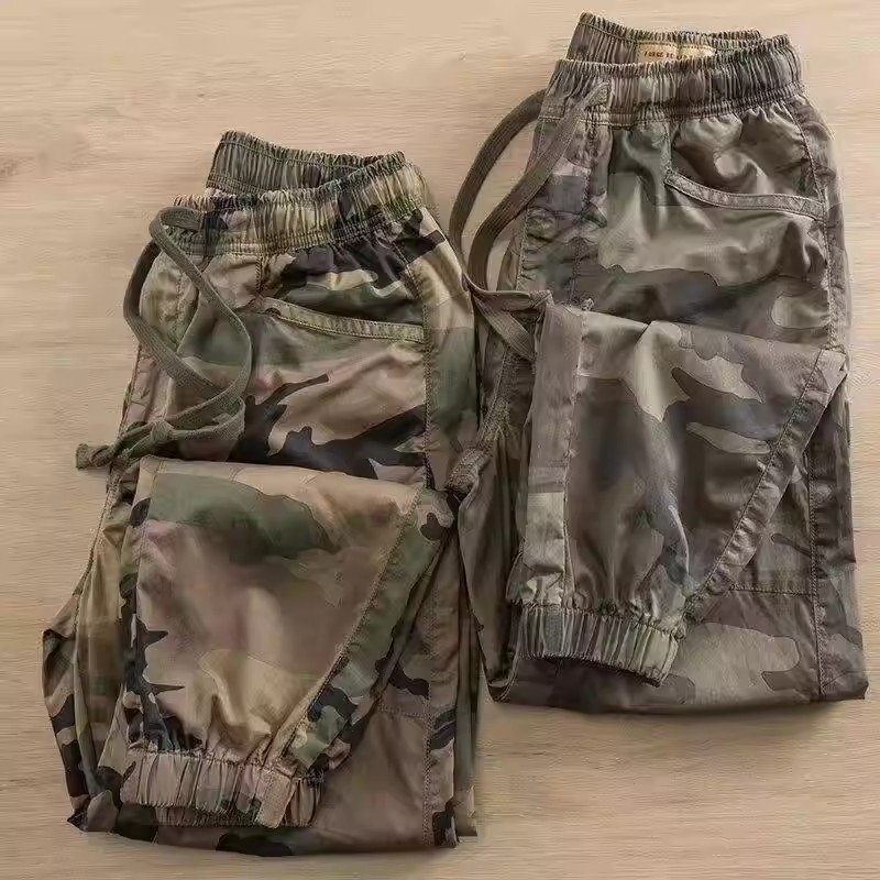 Americano Retro pé-Legging macacão masculino verão trabalho wear Casual solto resistente a rasgos resistente ao desgaste