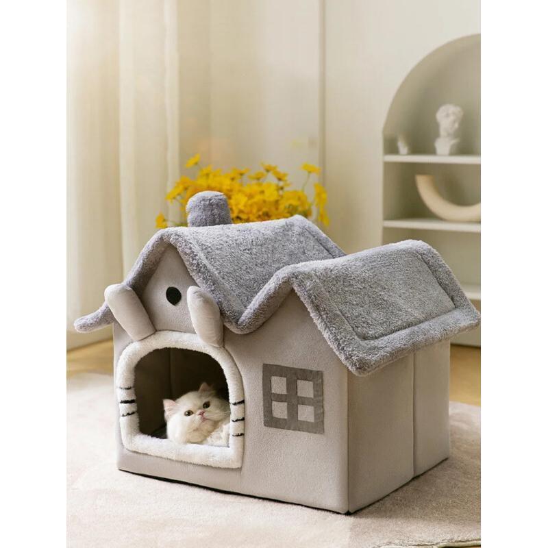 Winter Warm Cat Bed Foldable Dog House Kennel Bed Mat For Small Medium Dogs Cats Nest Pet Products Basket Pets Puppy Cav