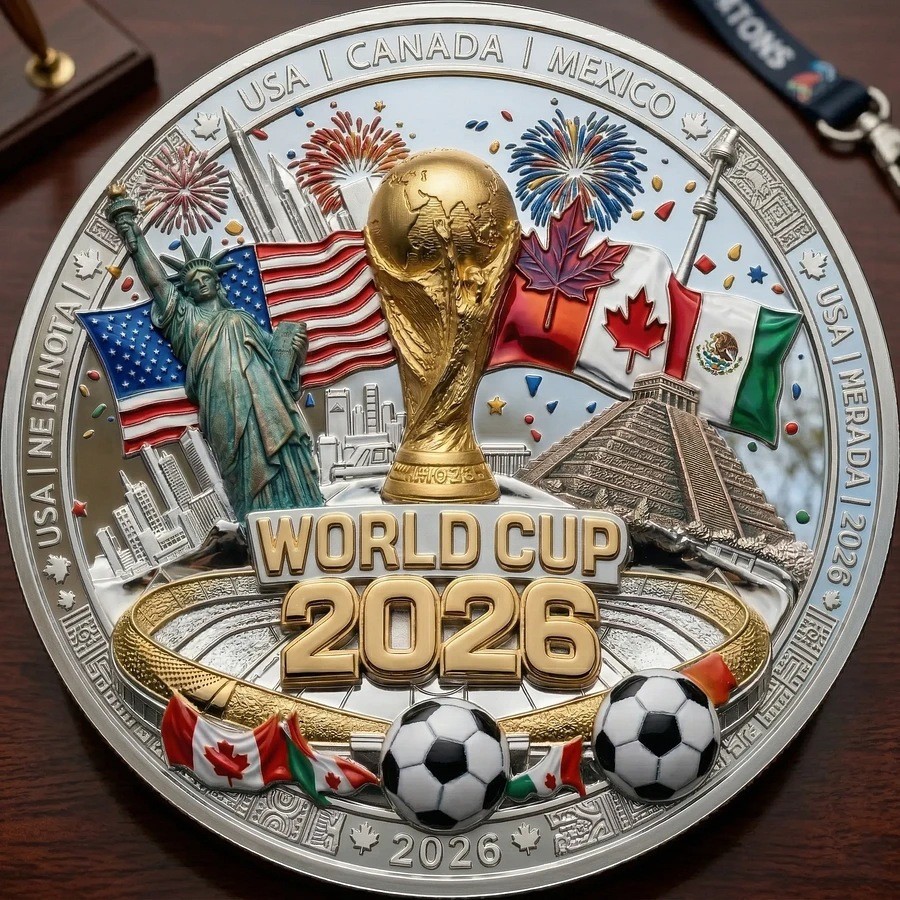Moeda Da Copa Do Mundo FIFA 2026-Colecionável Banhado A Ouro , Lembrança De Desafio De Torcedores De Futebol , Decoração