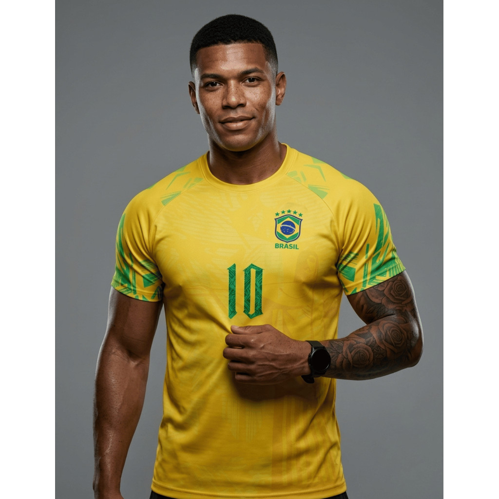 Camisa Camiseta Dry Fit Masculina Brasil Copa Do Mundo Com Proteção Uv