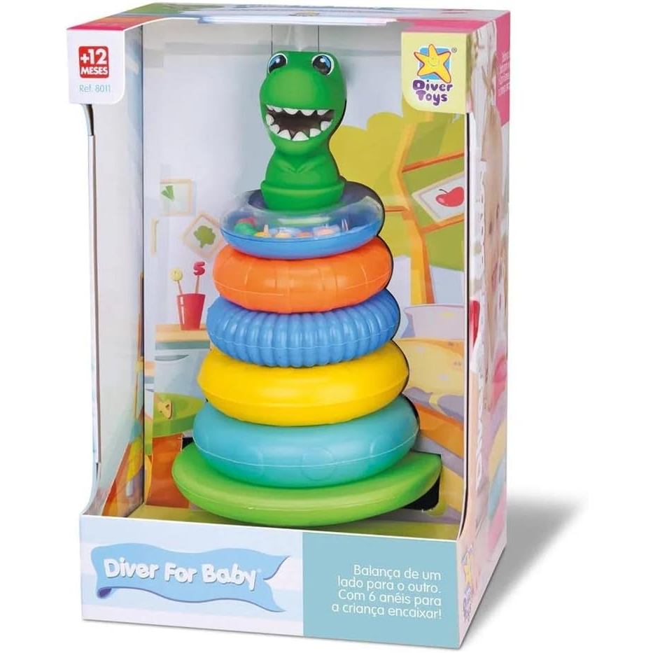Diver For Baby Pirâmide Argolas Dino Bebê Empilhar Encaixar - Divertoys