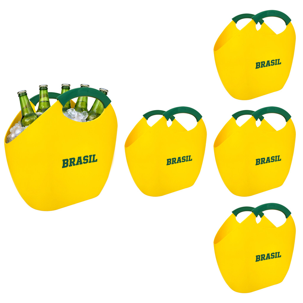 Kit 5 Bolsas MULTIUSO 7,5L Copa do Mundo REFORÇADA  Mercado e Praia Bolsa BRASIL para Gelo Neoplas
