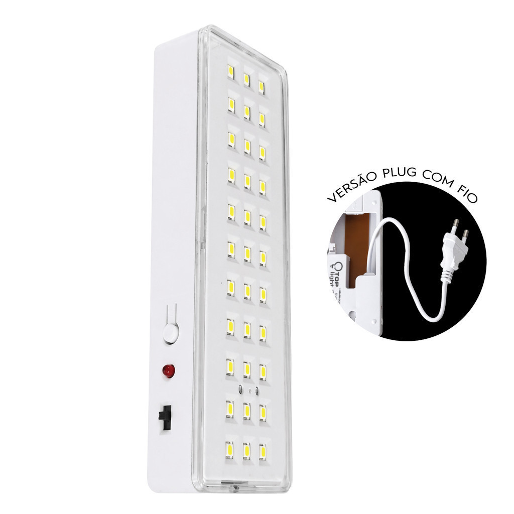 Kit 4, 5, 6 Luminaria de emergencia 30 leds 2W Branco Frio