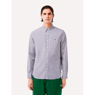 Camisa Lacoste Masculina Regular Striped Cotton Azul Marinho/ Branca em Oferta na Shopee