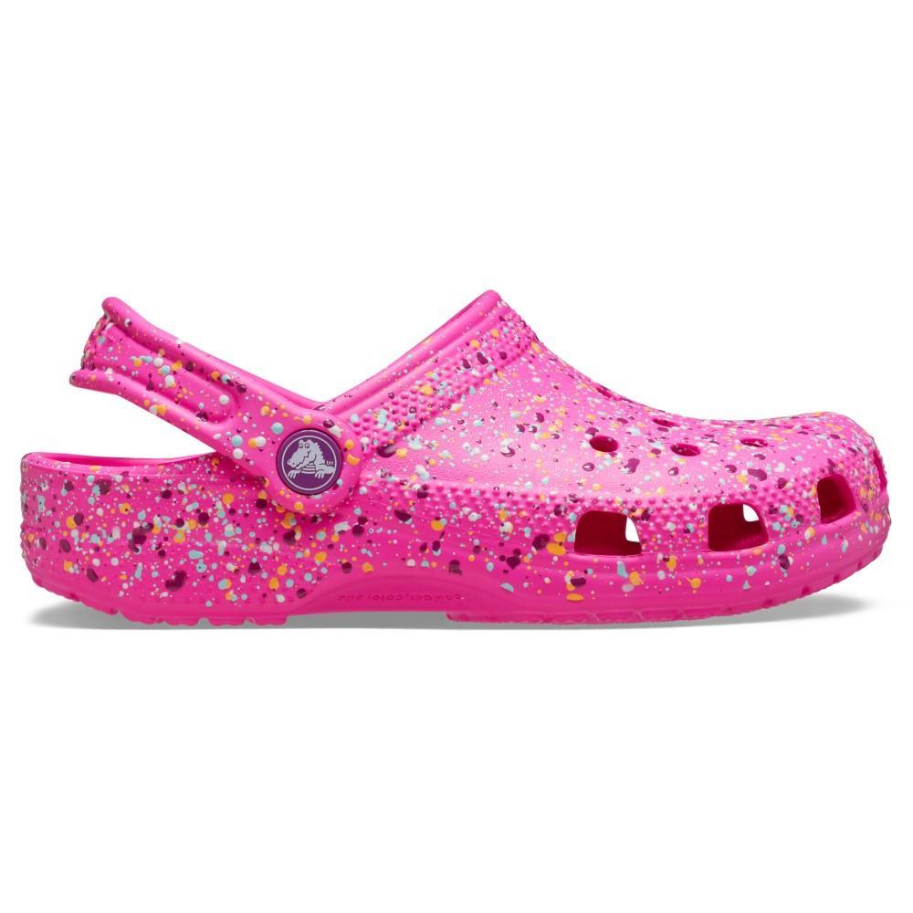 Sandália Crocs Classic Paint Splatter Clog T PINK CRUSH/MULTI