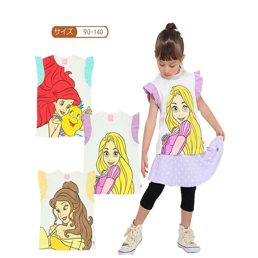 Japonês novo estilo verão meninas puro algodão em torno do pescoço manga curta Casual estilo ocidental camiseta crianças