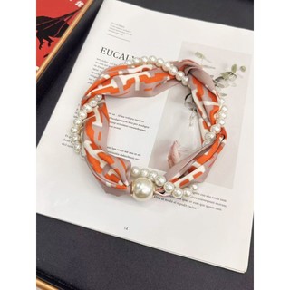 Fivela magnética lenço de seda colar pequeno cachecol longo pescoço pulseira pérola pingente preguiçoso lenço decorativo