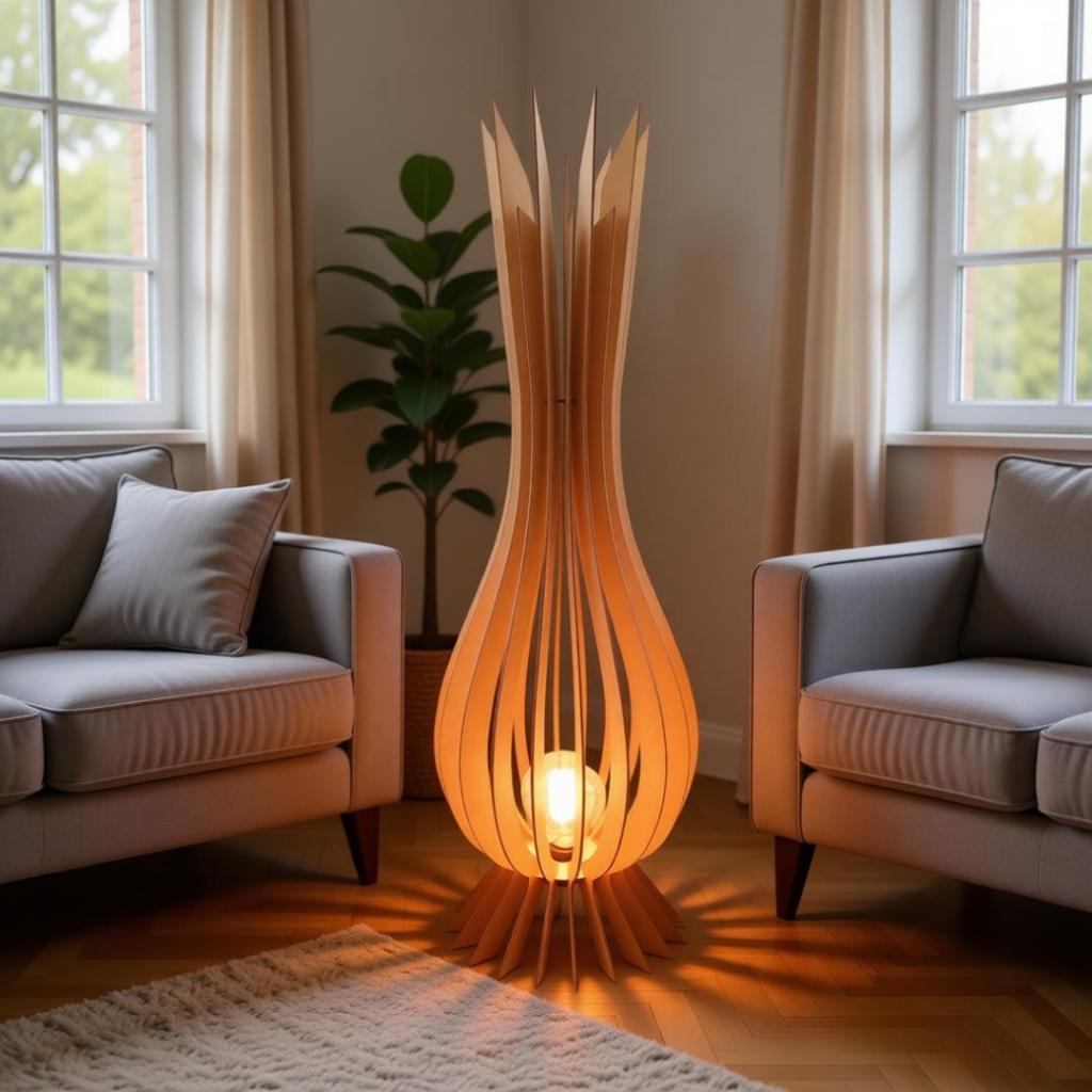Luminária de Chão Santa Maria MDF 60 a 90cm Abajur de Piso Moderno Sala Quarto E27 Decoração