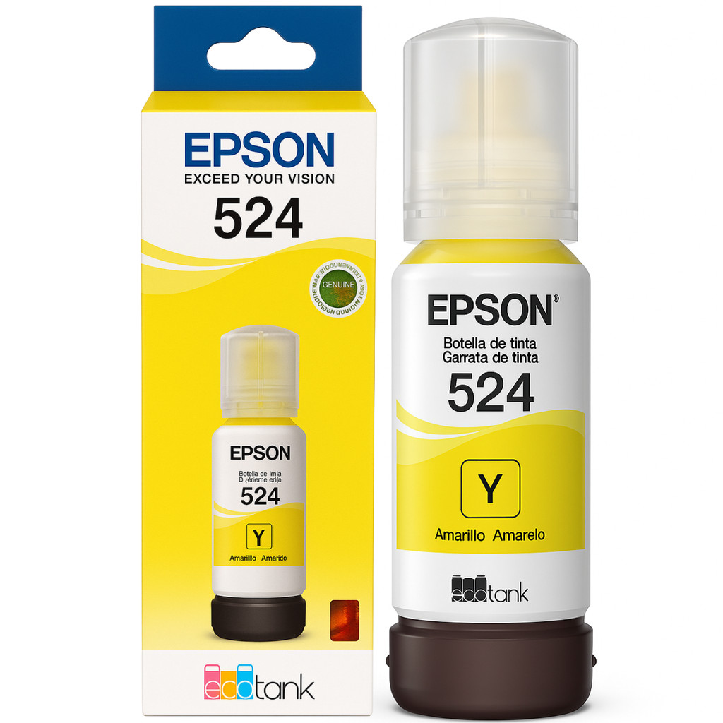 Refil Garrafa De Tinta Impressora Epson T524 Amarelo