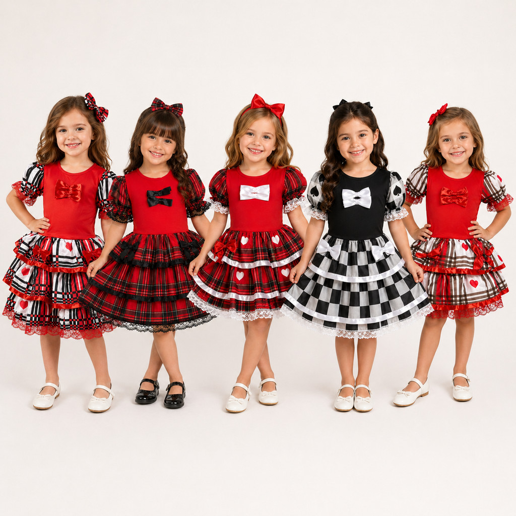Vestido Junino Infantil Festa Junina Julina Quadrilha Caipira Luxo