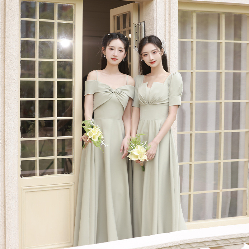 Vestido De Dama De Honra Verde Novo Estilo Grupo Irmãs Fada-Como Floresta Nicho Graduação Noite Verão