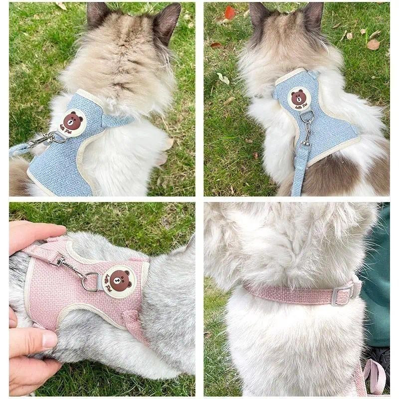 Mais Novo Conjunto De Arnês E Trela De Coelho Fofo , Acessórios Para Animais De Estimação , Colete , Trelas Caminhadas A