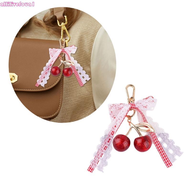 allilivefoua1 Elegante Cereja Arcos Chaveiro Frutas Para Bolsa Feminina Charme E Chaves Do Carro Titular Caroon Saco Ace
