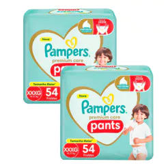 Kit 2 Fralda Pampers Premium Care Pants Tamanho XXXG 54 Unidades Descartáveis